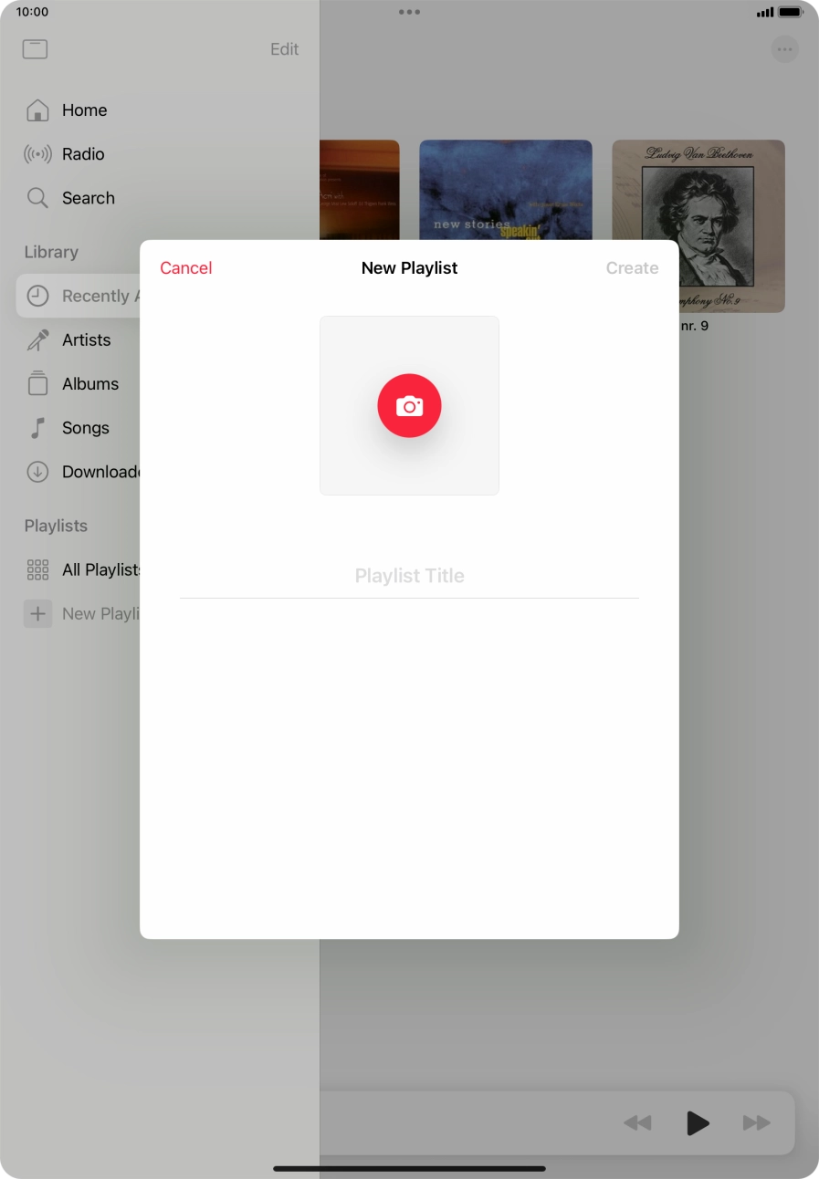 Press the text input field and key in a name for the playlist.