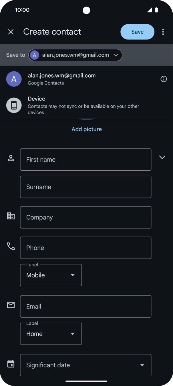 Press the required Google account. Press the required Google account.