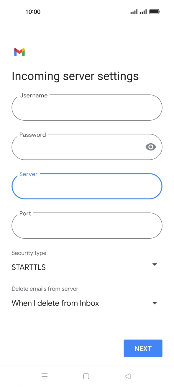 Press the field below 'Port' and key in 110.