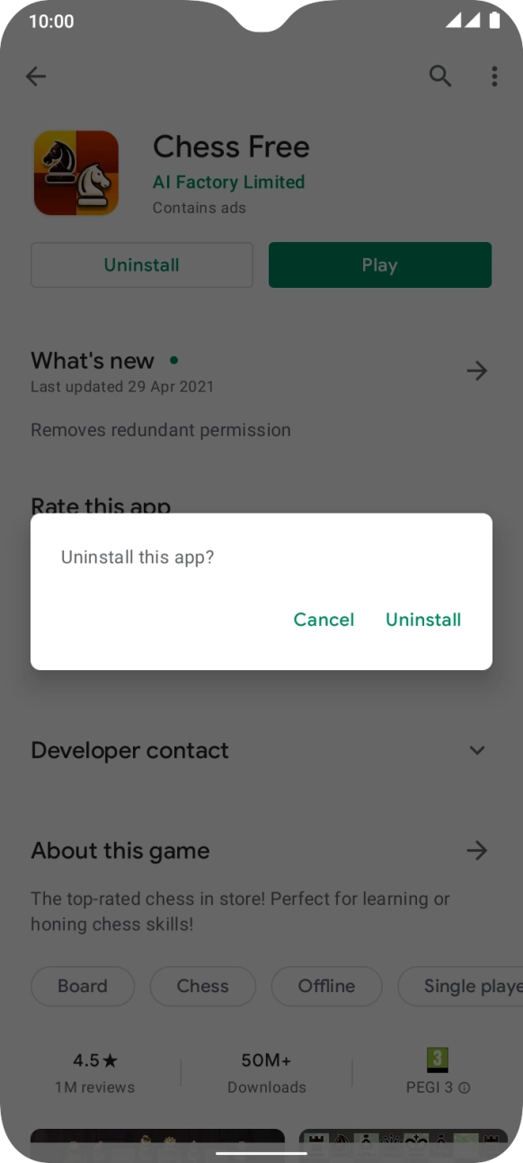 Press Uninstall.