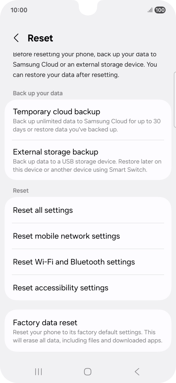 Press Factory data reset.
