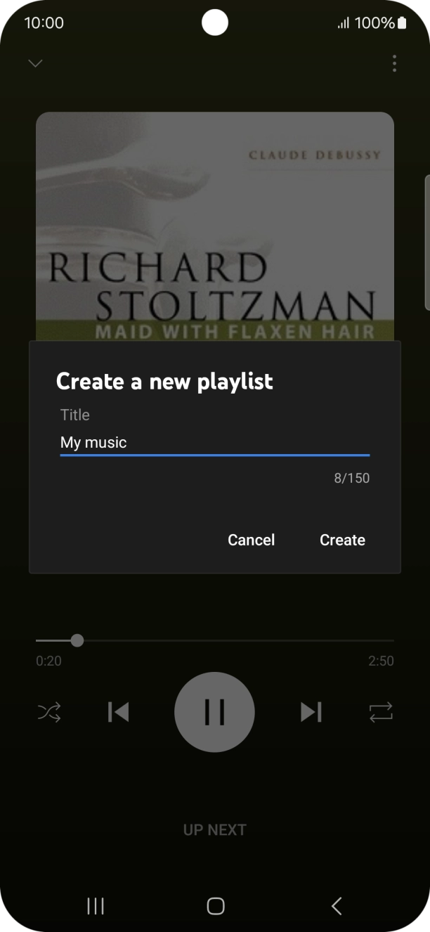 Key in a name for the playlist and press Create.