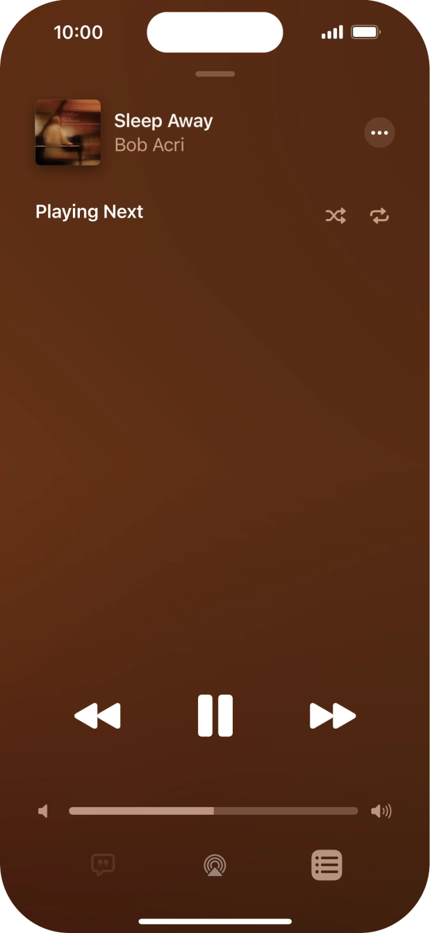 Press the shuffle icon to turn the function on or off. Press the shuffle icon to turn the function on or off.