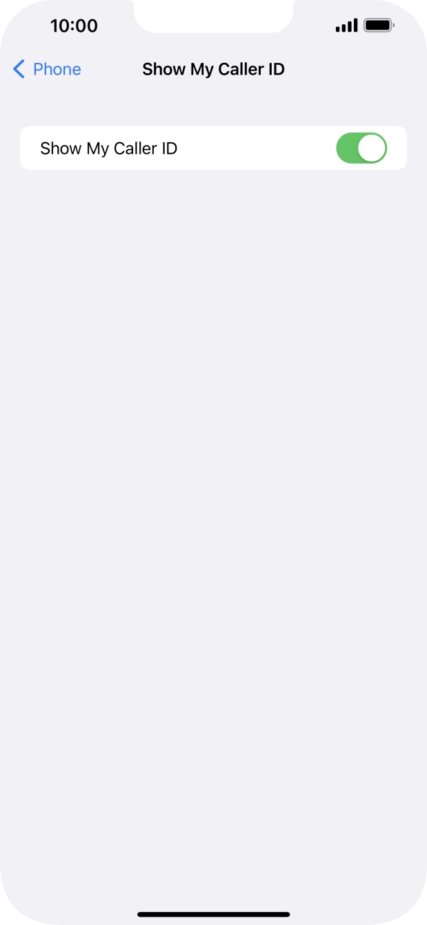 Press the indicator next to 'Show My Caller ID' to turn the function on or off.