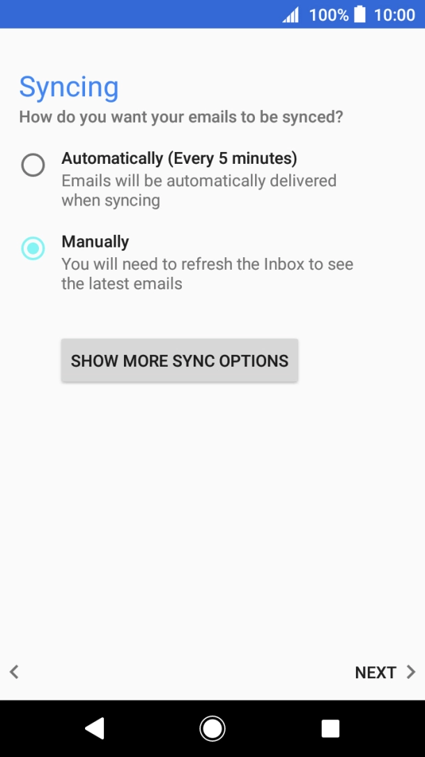 Press SHOW MORE SYNC OPTIONS.