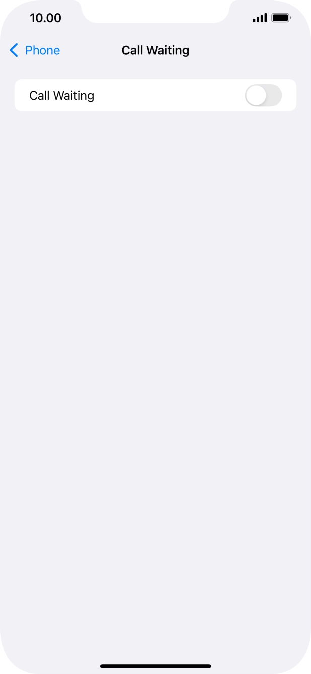 Press the indicator next to 'Call Waiting' to turn the function on or off.