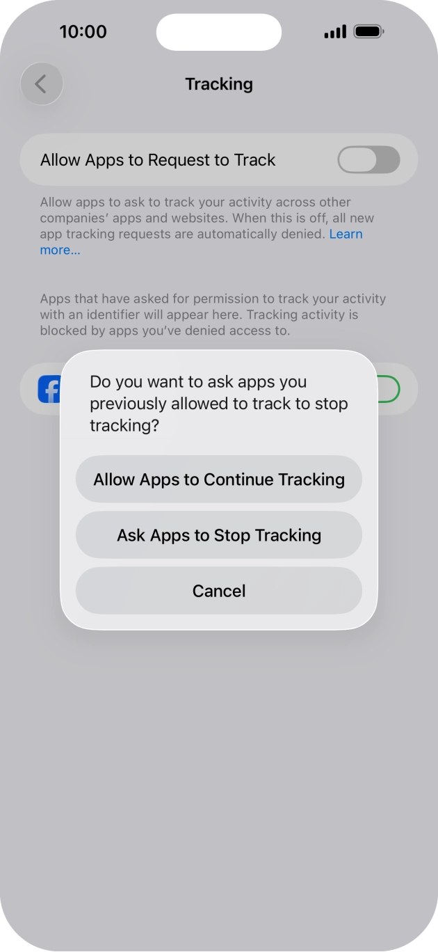 If you turn off the function, press the required setting.