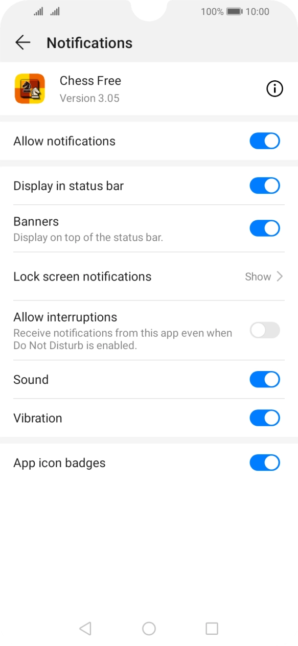 Press the indicator next to 'Allow notifications' to turn the function on or off. Press the indicator next to 'Allow notifications' to turn the function on or off.