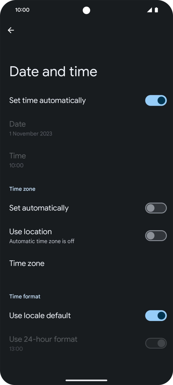 Press the indicator next to 'Set automatically' to turn on the function.