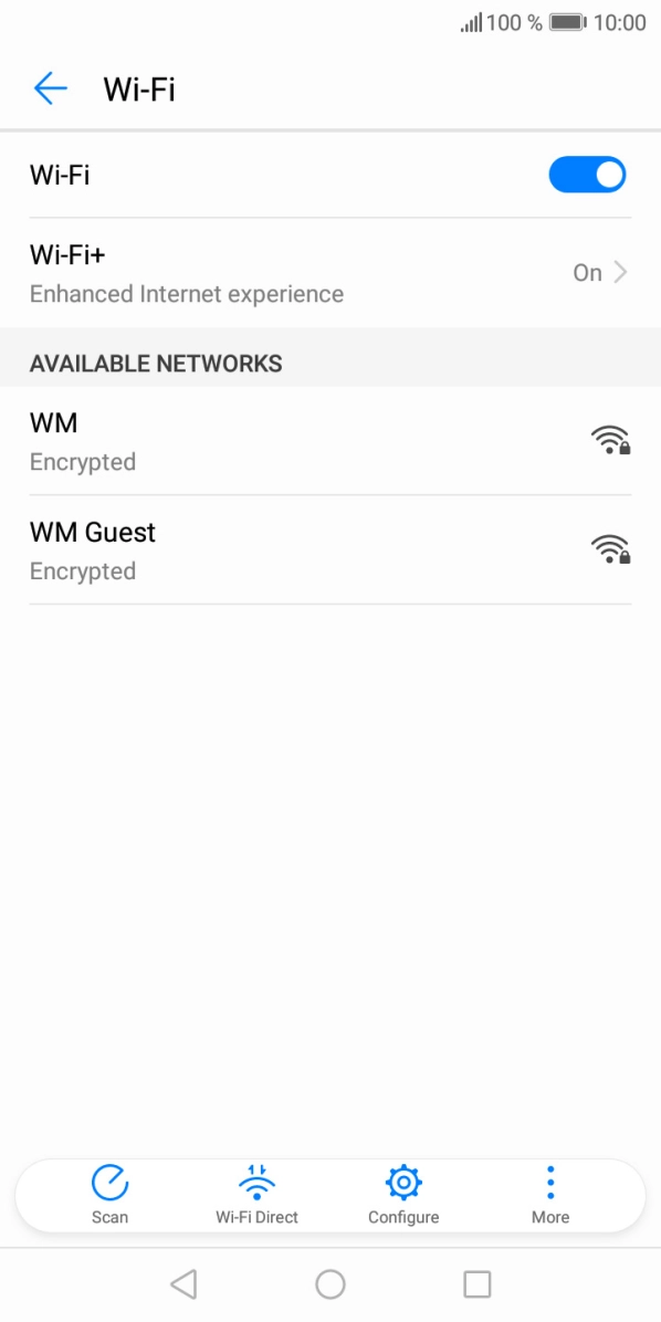 Press the required WiFi network. Press the required WiFi network.
