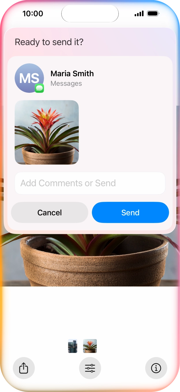 Ask Siri to share the screen content with your contacts. Ask Siri to share the screen content with your contacts.