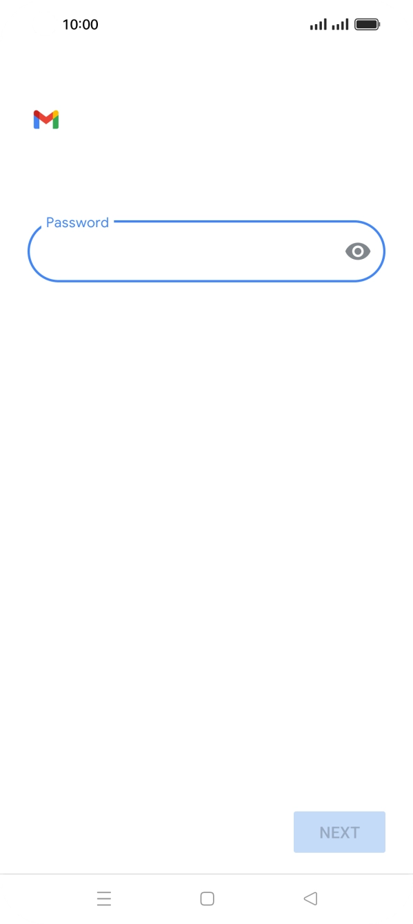 Press the field below 'Password' and key in the password for your email account. Press the field below 'Password' and key in the password for your email account.