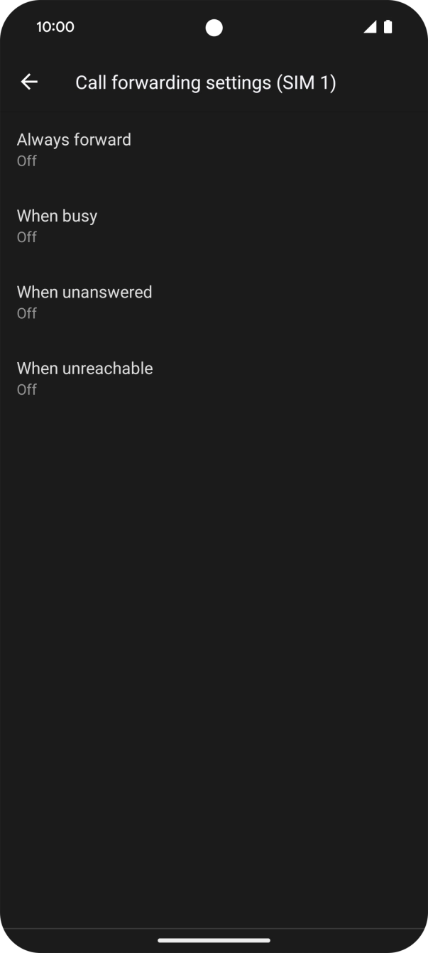 Press the required divert type.