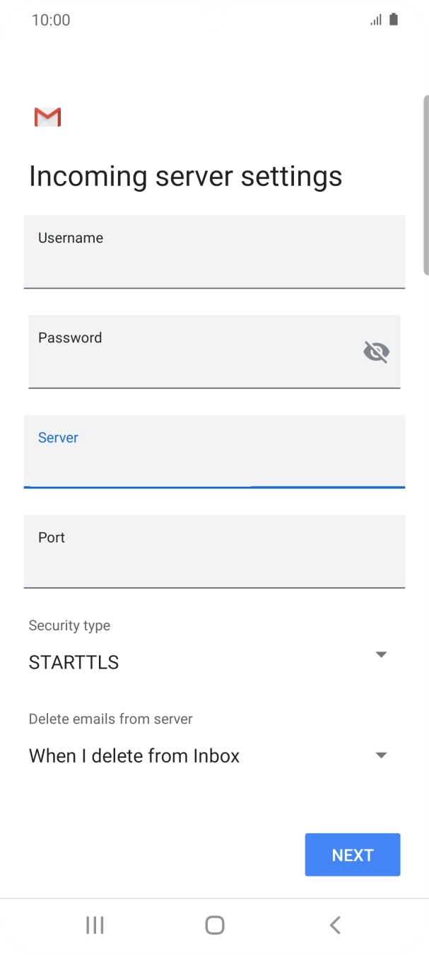 Press the field below 'Port' and key in 110. Press the field below 'Port' and key in 110.
