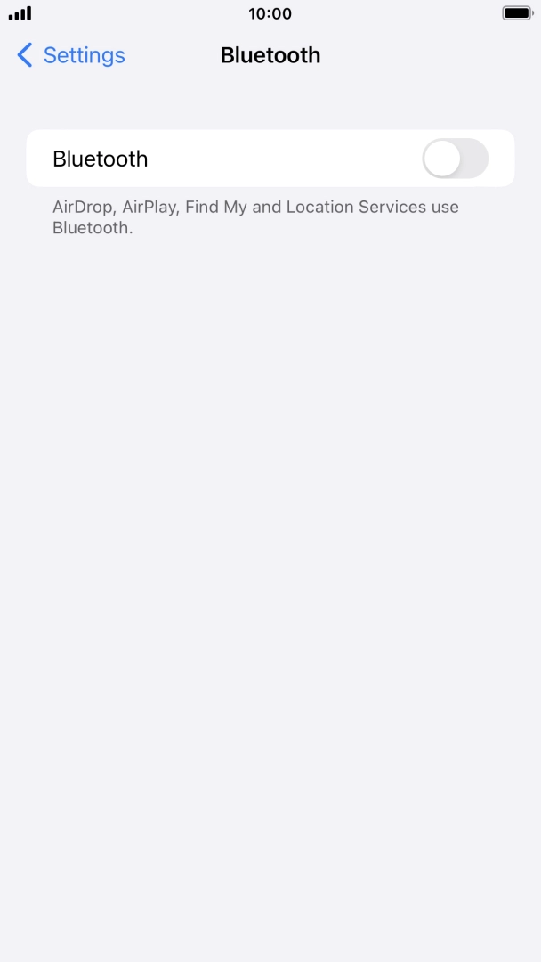 Press the indicator next to 'Bluetooth' to turn on the function.