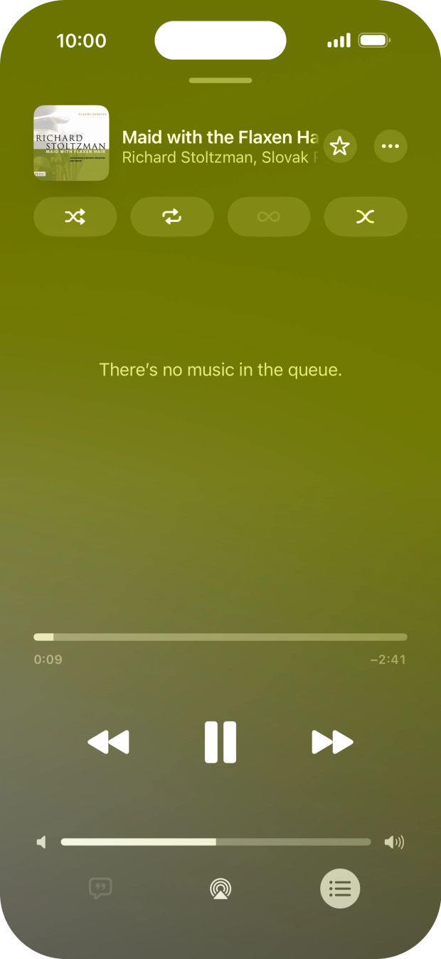 Press the shuffle icon to turn the function on or off. Press the shuffle icon to turn the function on or off.