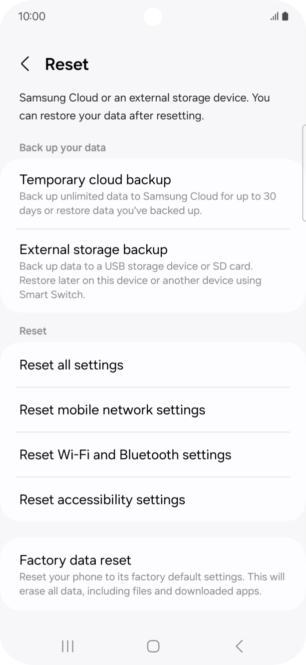 Press Factory data reset.