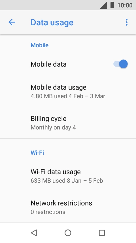 Press Mobile data usage.