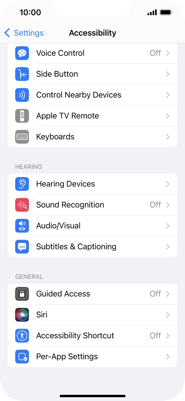 Press the required category below 'HEARING' and follow the instructions on the screen to select the required settings. Press the required category below 'HEARING' and follow the instructions on the screen to select the required settings.