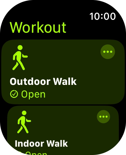 Press the required training activity to start it. Press the required training activity to start it.