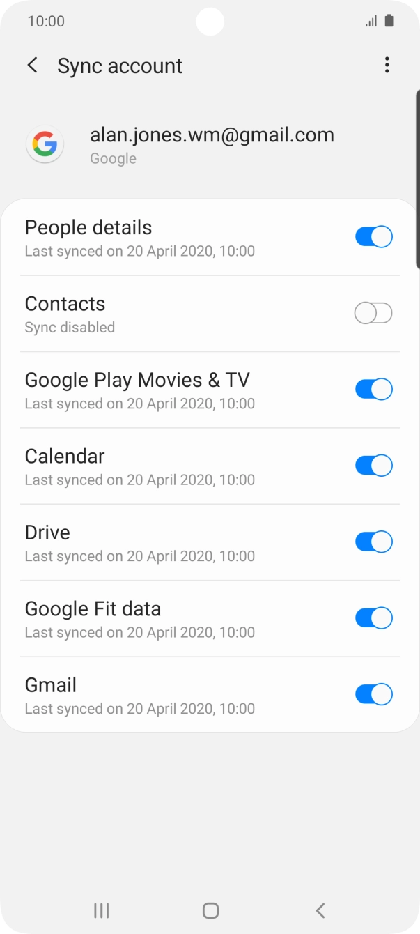 Press the indicator next to 'Contacts' to turn on the function. Press the indicator next to 'Contacts' to turn on the function.