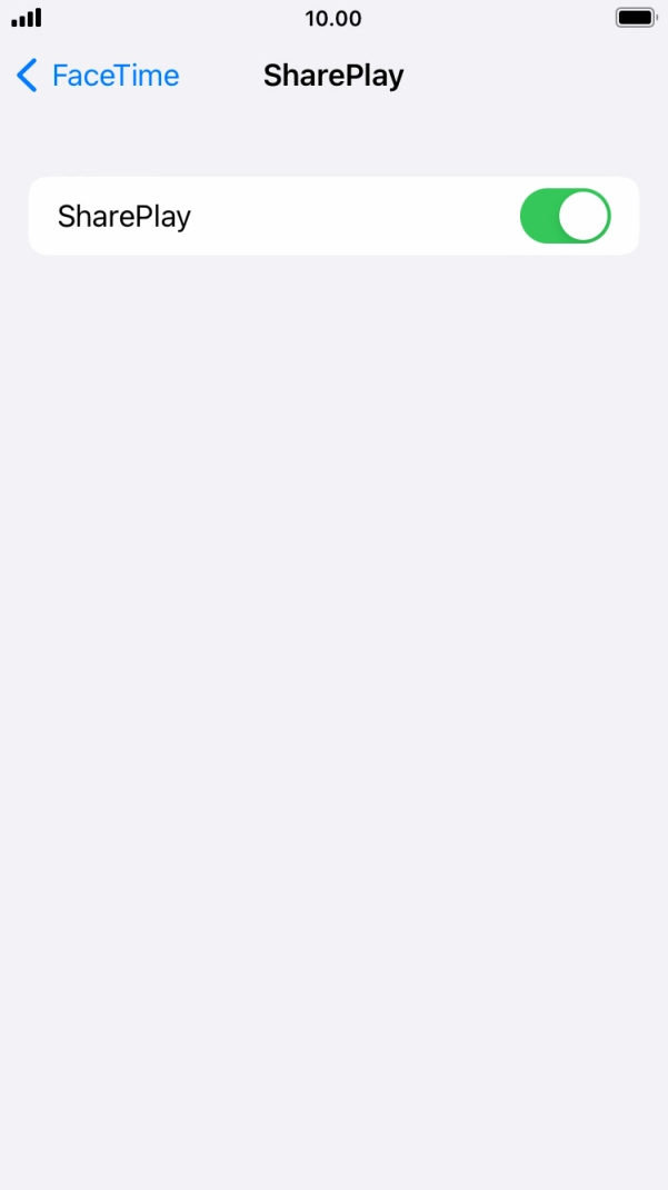 Press the indicator next to 'SharePlay' to turn the function on or off. Press the indicator next to 'SharePlay' to turn the function on or off.