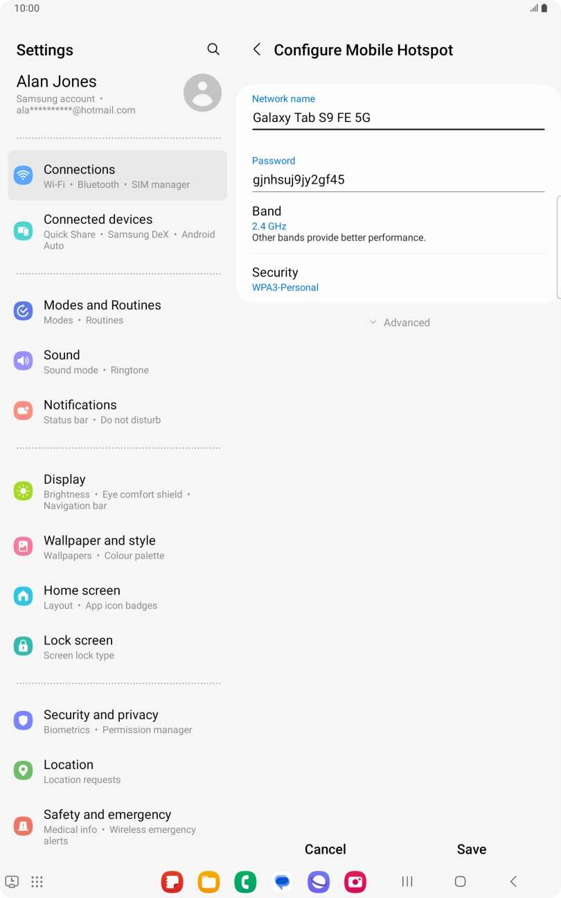Press the field below 'Password' and key in the required password.