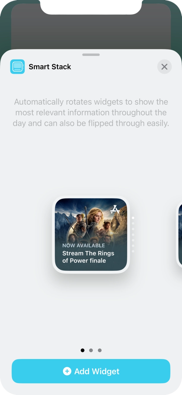 Slide your finger right or left on the screen to select the required widget size. Slide your finger right or left on the screen to select the required widget size.