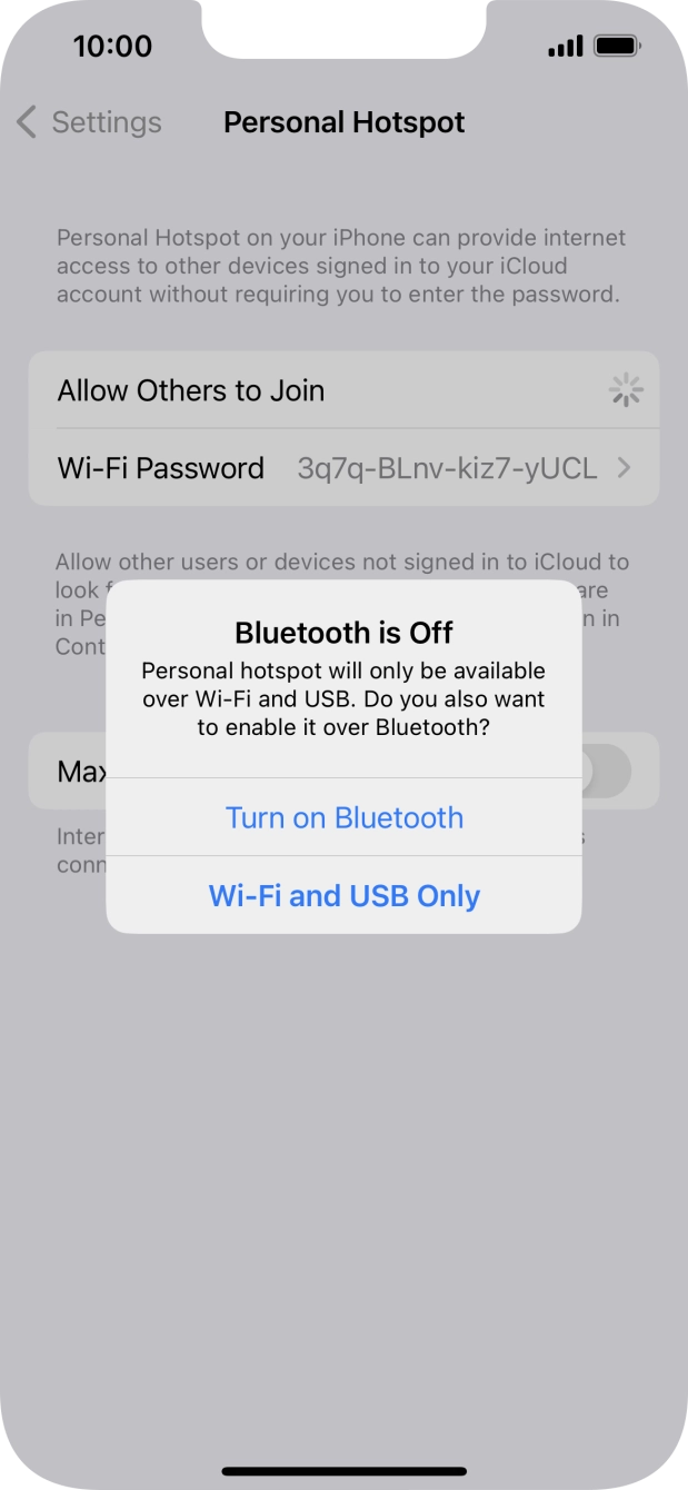 If WiFi is turned on, press Wi-Fi and USB Only.