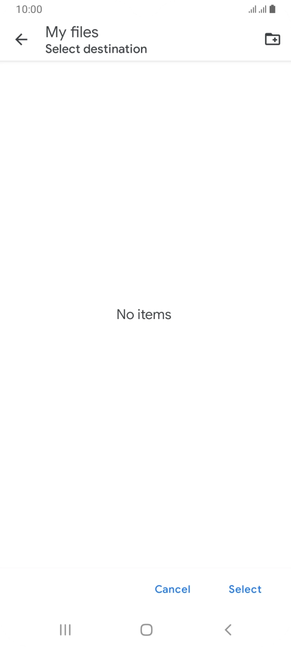 To create a new folder, press the new folder icon and follow the instructions on the screen to create a new folder.