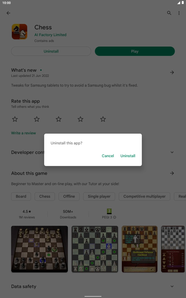 Press Uninstall.