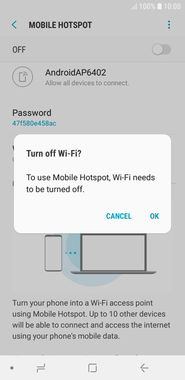 If WiFi is turned on, press OK. If WiFi is turned on, press OK.