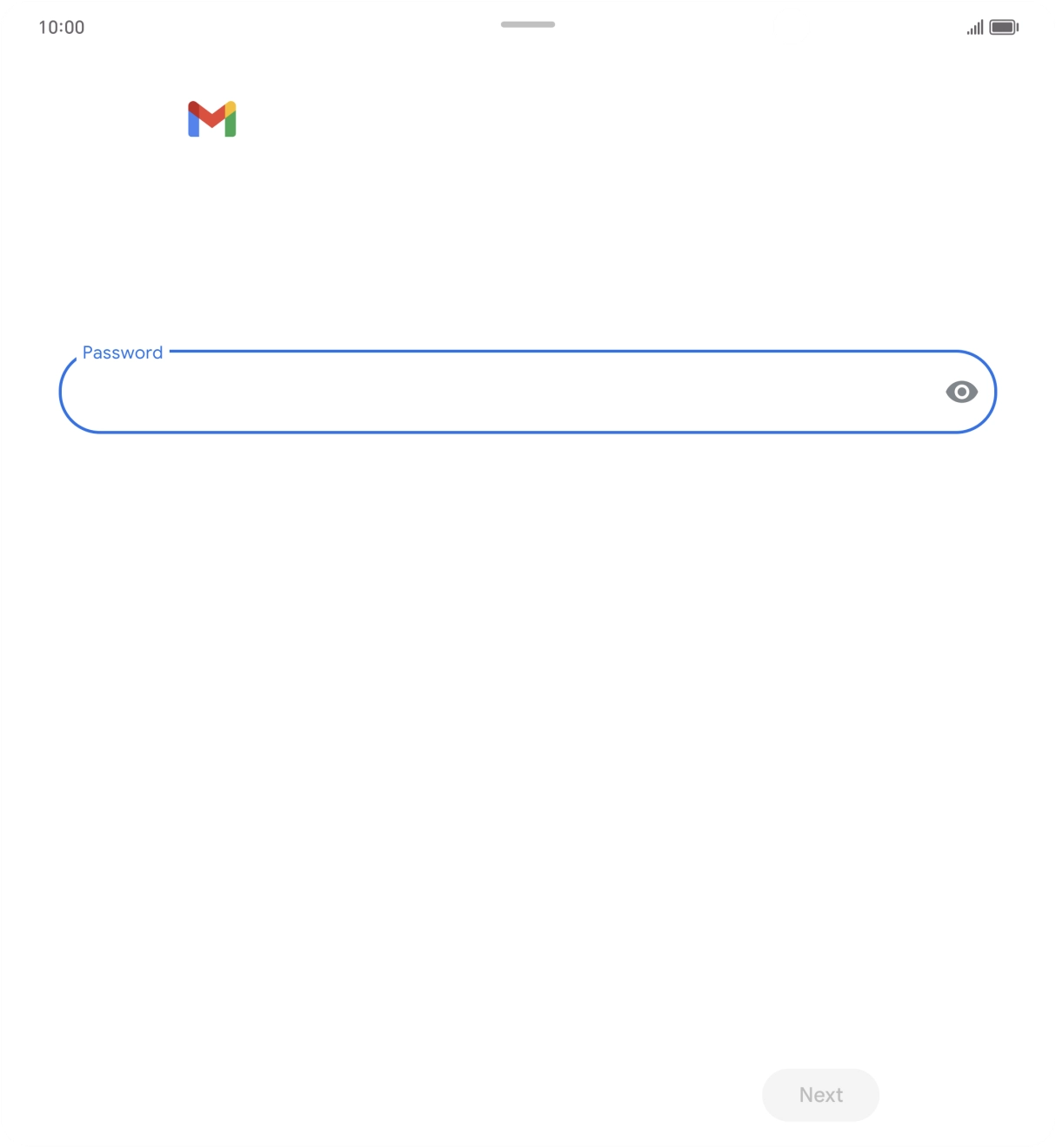 Press the field below 'Password' and key in the password for your email account.