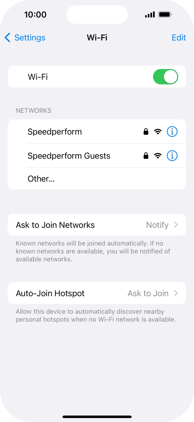 Press the required WiFi network and key in the password for the WiFi network.