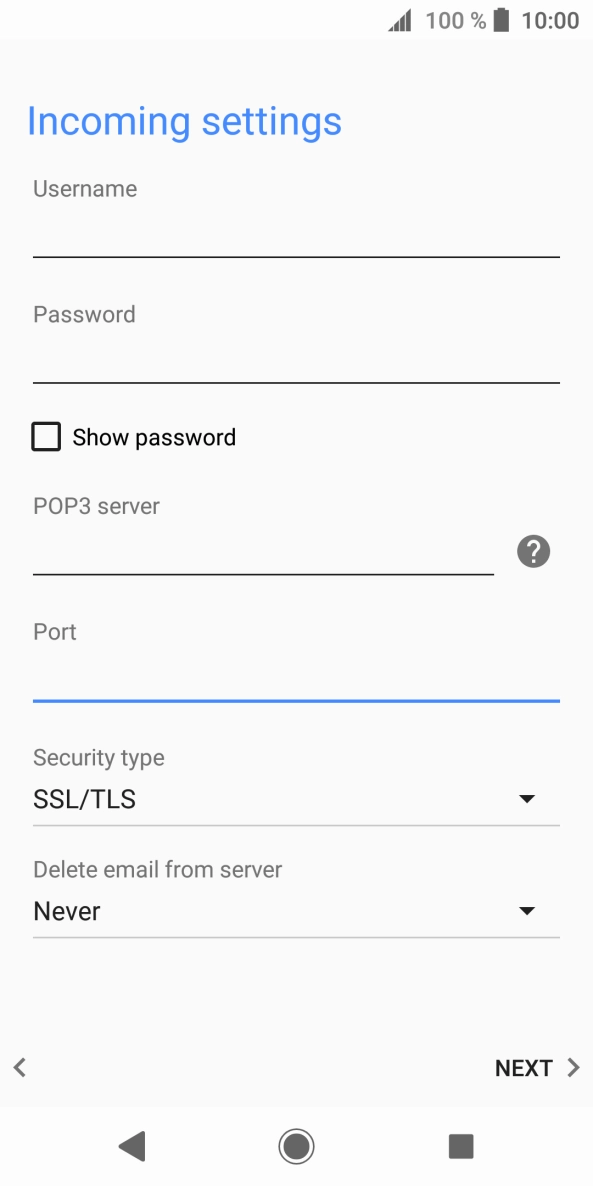 Press the drop down list below 'Security type'. Press the drop down list below 'Security type'.