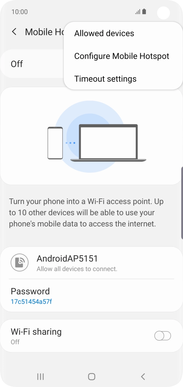 Press Configure Mobile Hotspot. Press Configure Mobile Hotspot.