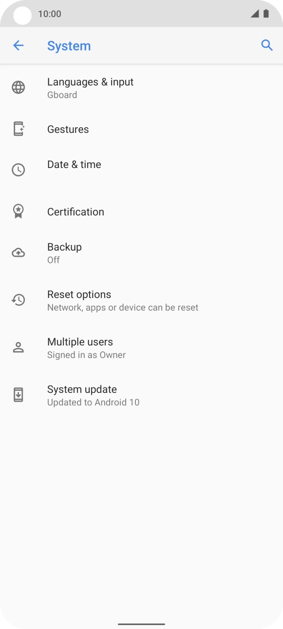 Press Reset options.