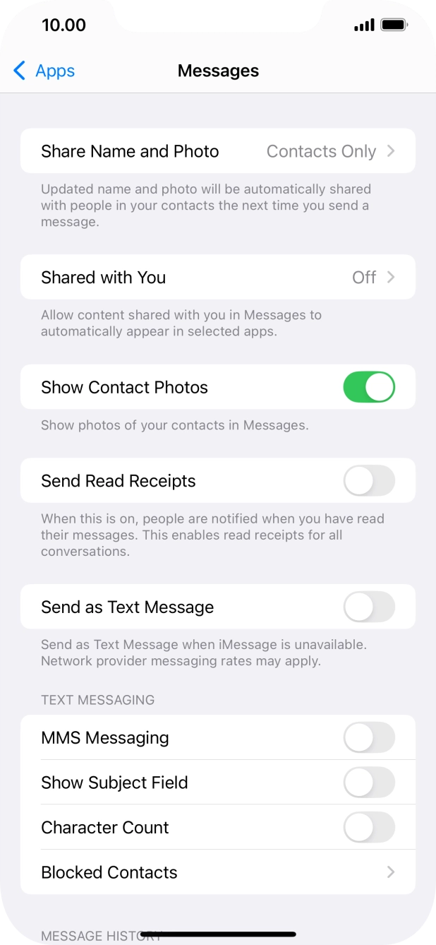 Press the indicator next to 'Send as Text Message' to turn the function on or off.