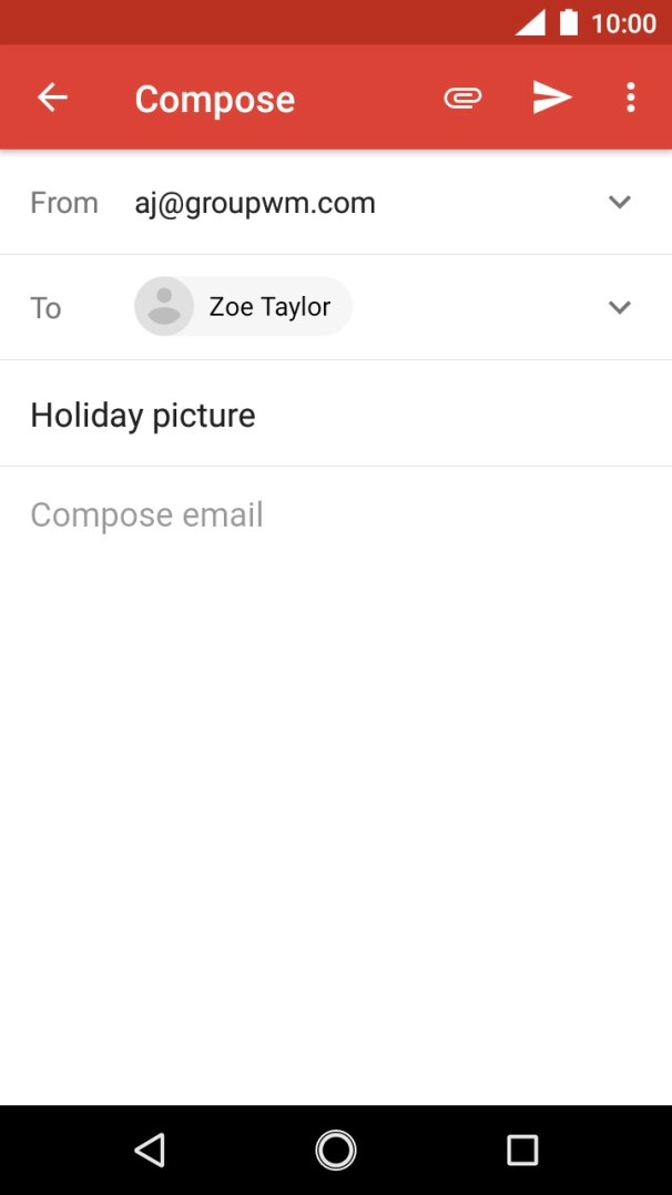 Press the text input field and write the text for your email. Press the text input field and write the text for your email.