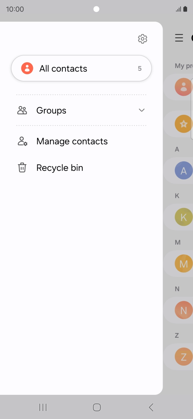 Press Manage contacts. Press Manage contacts.