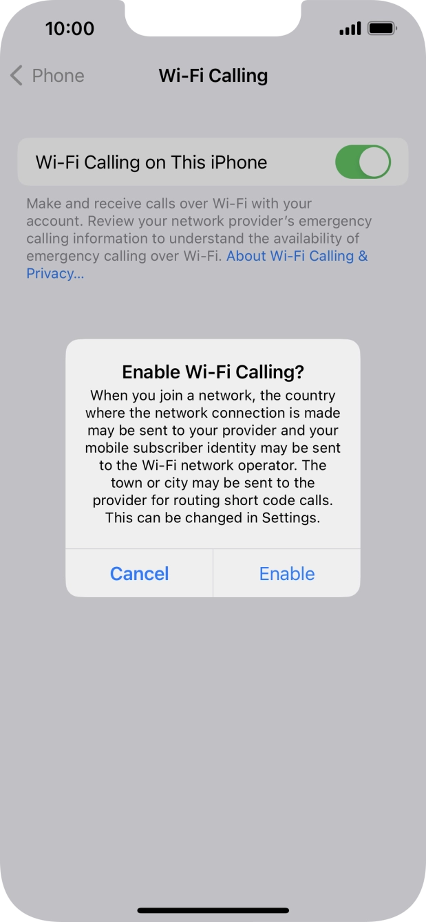 If you turn on the function, press Enable. If you turn on the function, press Enable.