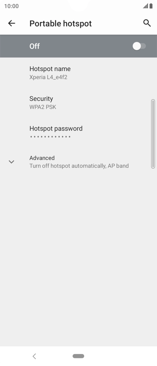 Press Hotspot name and key in the required name for the WiFi hotspot. Press Hotspot name and key in the required name for the WiFi hotspot.