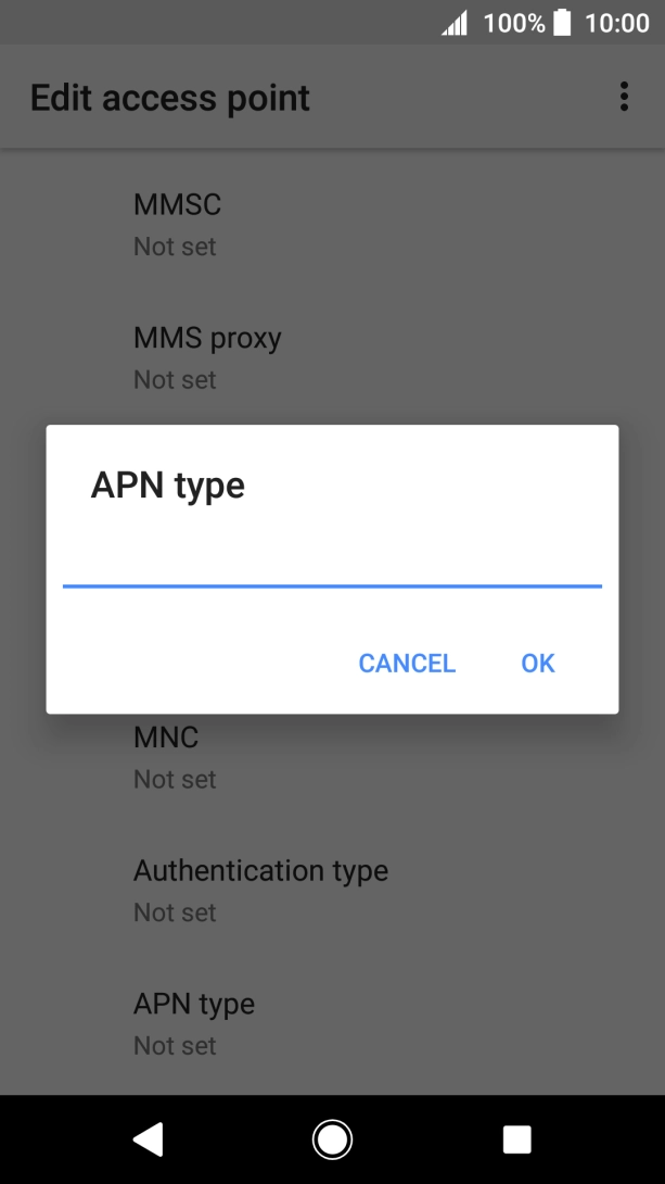 Key in default and press OK.