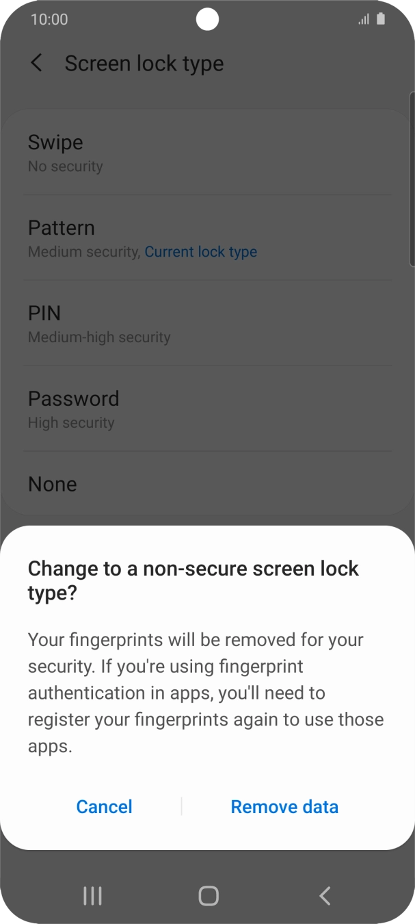 Press Remove data.