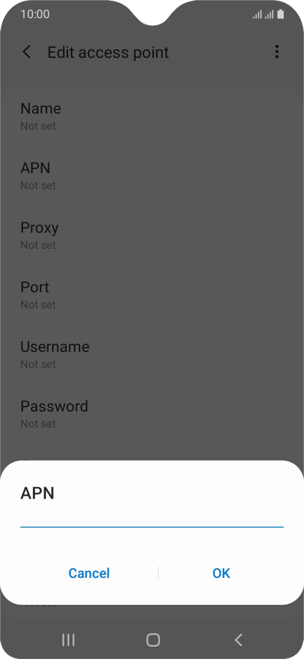 Key in wap.o2.co.uk and press OK.