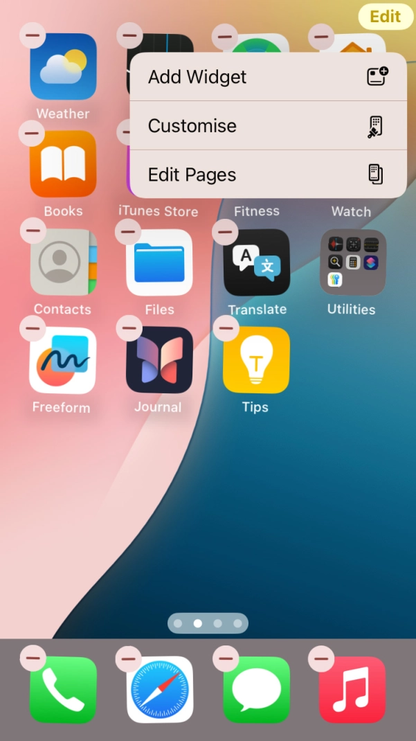 Press Customise.