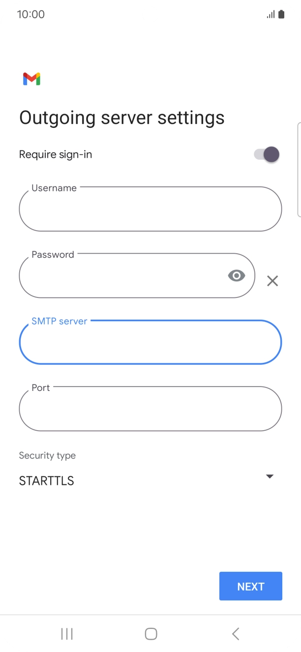 Press the field below 'Port' and key in 587.