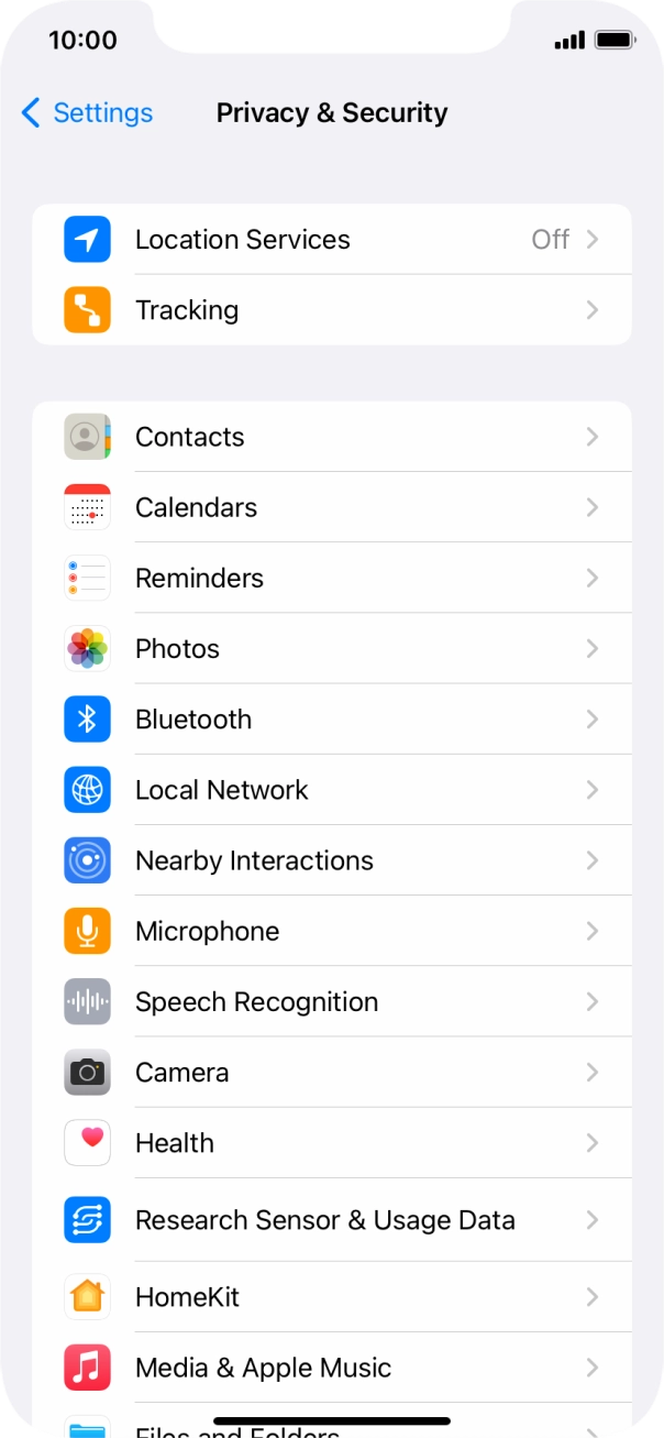 Press Location Services.