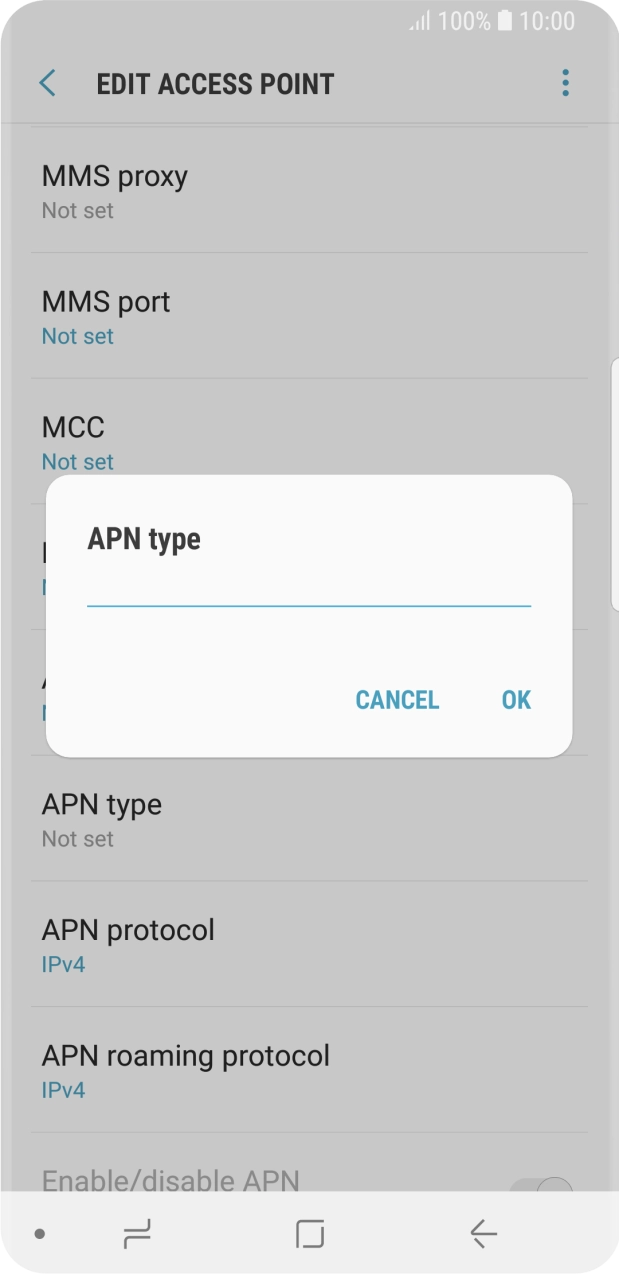Key in default and press OK.