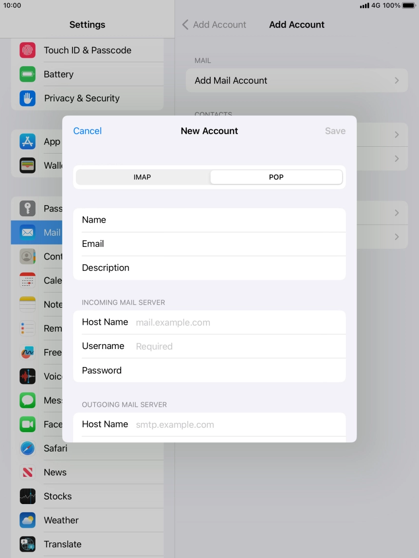 Press Host Name and key in the name of your email provider's incoming server.